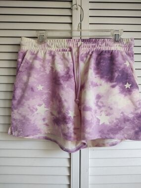 Wildfox Lavender Tie-Dye Star Athletic Shorts
